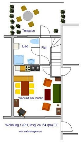 Grundriss Erdgeschoß Ferienwohnung Steuerbord Laboe