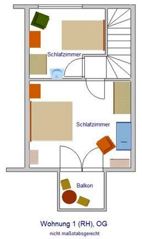 Grundriss Obergeschoß Ferienwohnung Steuerbord Laboe